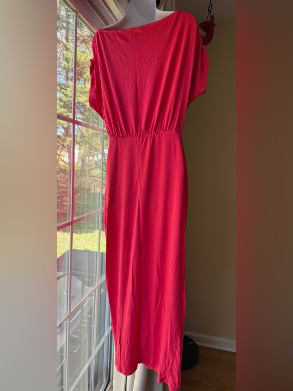 Prinbara Wedding Guest OffShoulder High Waist Wrap Bodycon Dress EUC Watermelon - Picture 8 of 8